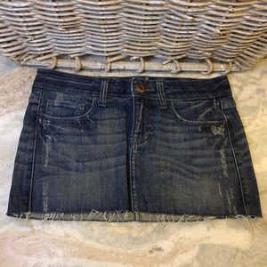 SPJ Jean skirt distressed hem line dark wash